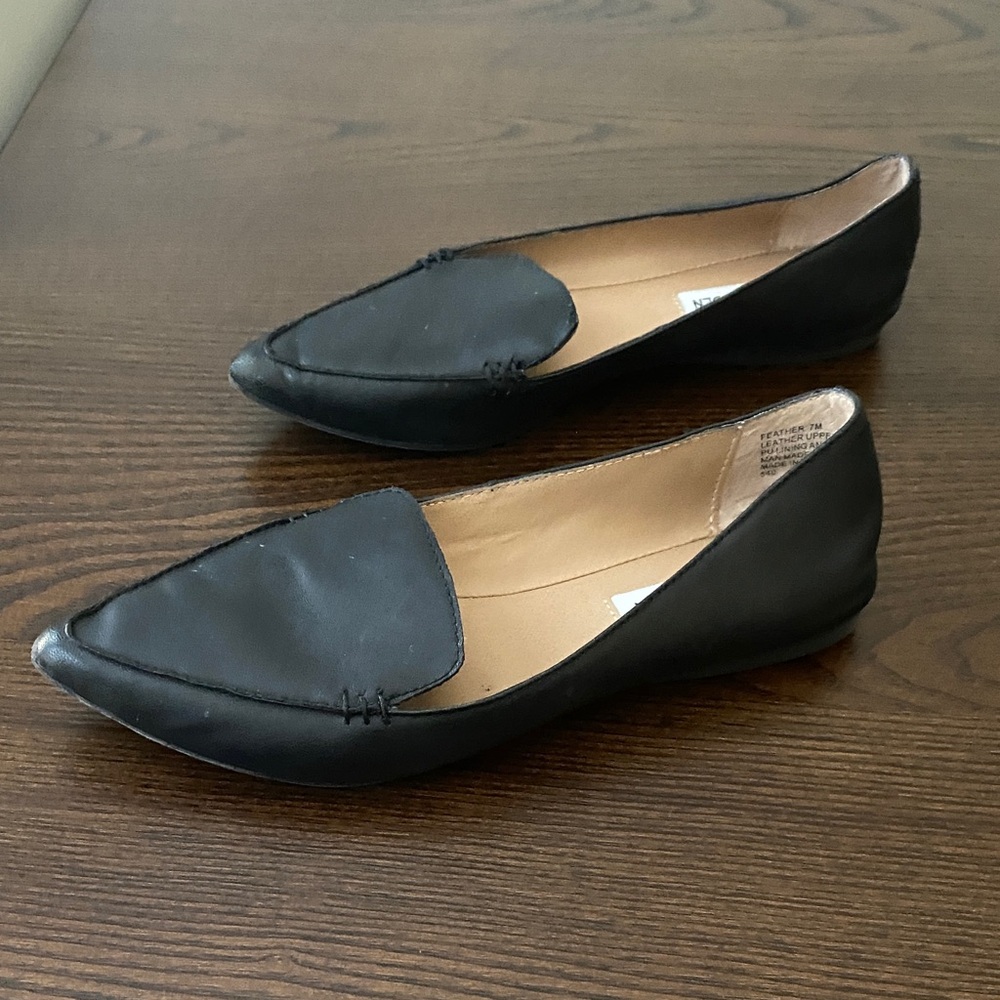 Steve Madden Black Leather Pointed Flats - Picture 4 of 7